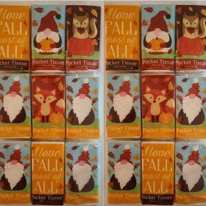 Pocket Tissue Thanksgiving Designs Fall Harvest Designs Gnomes Pumpkin  18pks